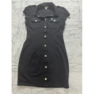 Guess Black‎ Shirt Dress Womens S Button Front Stretch Collared Mini Dress